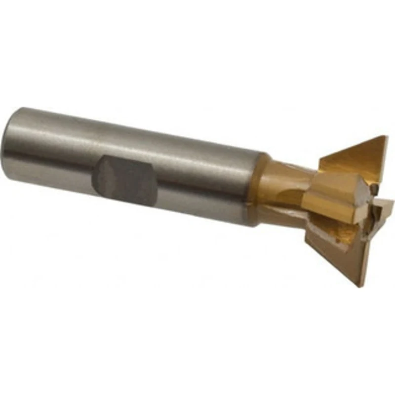 Made in USA 60 1 Cut Diam, 3/8 Cut Width, Carbide-Tipped Dovetail Cutter TiN Finish, 1/2 Shank Diam, 2-1/2 OAL, 4 Tee...